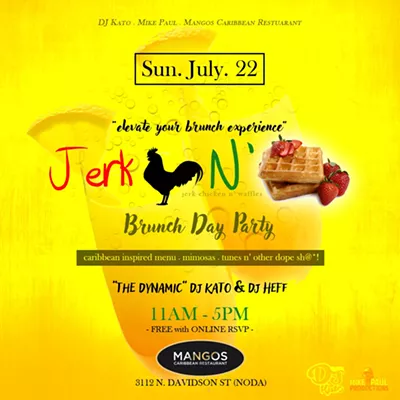 Image: Jerk Chicken N' Waffles Sunday Brunch at Mangos (NODA)