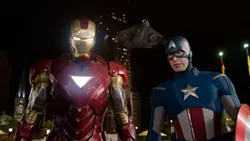 DISNEY &amp; MARVEL - DYNAMIC DUO: Iron Man (Robert Downey Jr.) and Captain American (Chris Evans) in The Avengers