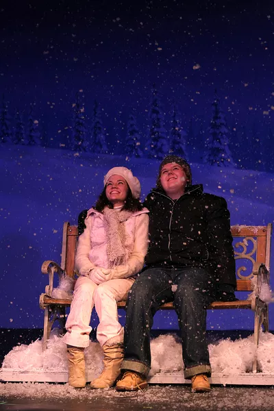 Emily Johnson as Ginnette and Geoffrey Denson as Pete in CPCC's Almost, Maine.