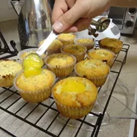Recipe: Lemon Poppy Seed Cupcakes with Lemon Curd and Blueberry Frosting