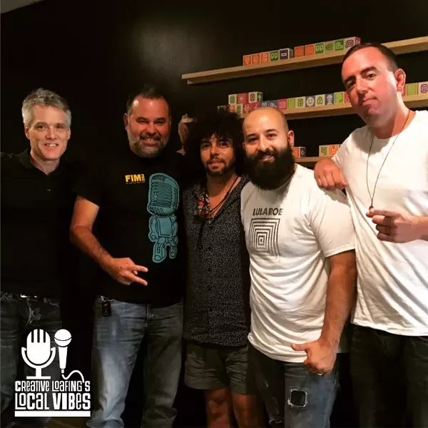 'Local Vibes' Aug. 17 crew: CL editor Mark Kemp (from left) with Tony Arreaza, Davey Blackburn, Oscar Huerta of UltimaNota, and CL's Ryan Pitkin