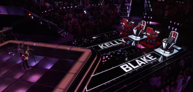 Shelton and Clarkson both pressed their buttons to choose Marlowe during his blind audition. (Photo Courtesy of NBC)
