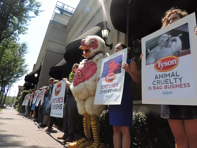 Protesters stood silently in front of Harris Teeter through the lunch hour. - RYAN PITKIN