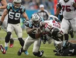 The Panthers will be wearing their black jerseys with silver pants on Super Bowl Sunday. - MELISSA MELVIN-RODRIGUEZ