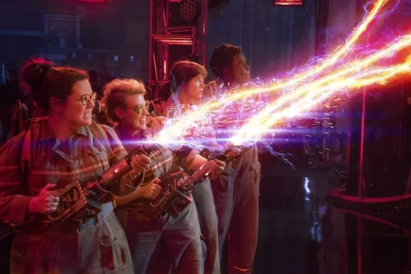 Melissa McCarthy, Kate McKinnon, Kristen Wiig and Leslie Jones in Ghostbusters (Photo: Columbia)