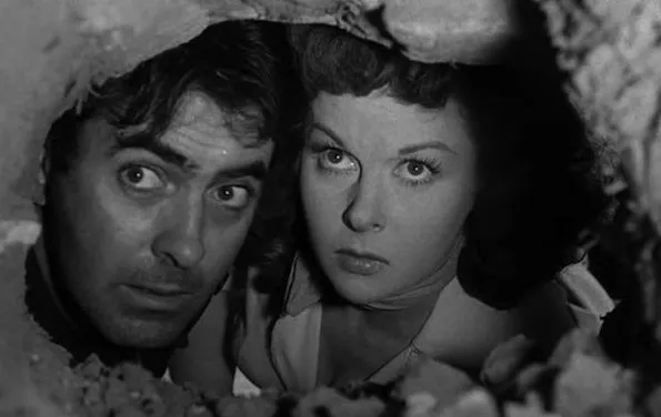 Tyrone Power and Susan Hayward in Rawhide (Photo: Kino)