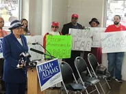 Alma Adams at a Charlotte press conference in March.