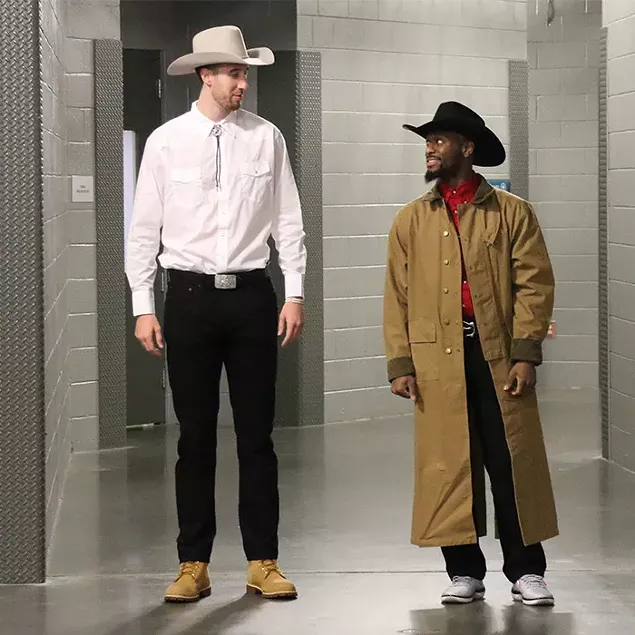 Kemba Walker (right) and his deputy Frank Kaminsky in Walker, Texas Ranger.