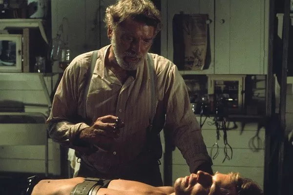Burt Lancaster and Michael York in The Island of Dr. Moreau (Photo: Olive & MGM)