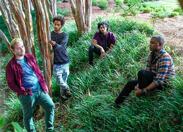 Foxture is (from left) bassist Ross Barnes, drummer Andrew Irving, guitarist Eddie Reynolds and singer and keyboardist Marlon Blackmon. (Photo by Jim Pica)