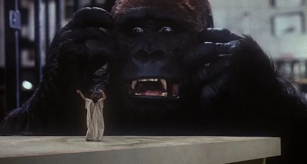 Lily Tomlin and Rick Baker in The Incredible Shrinking Woman (Photo: Shout! Factory)