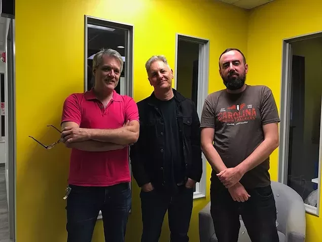 Deep inside the pod: Mark Kemp (from left), Mickey Stephens and Ryan Pitkin.