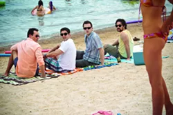 UNIVERSAL - WHERE THE BOYS ARE: Chris Klein, Jason Biggs, Eddie Kaye Thomas and Thomas Ian Nicholas enjoy the sun in American Reunion.