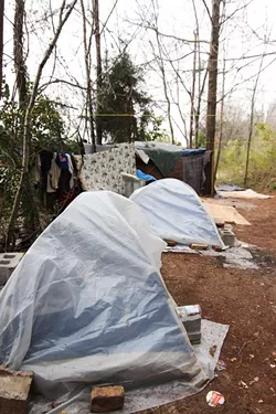 MEREDITH JONES - Without more permanent supportive housing options, many homeless people will choose to live in an encampment, such as this one behind Hope Chapel on Wadsworth Place.